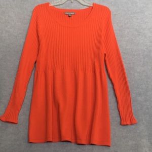 Jessica London Stretch Cotton Perky Bright Orange Flare Bottom Sweater